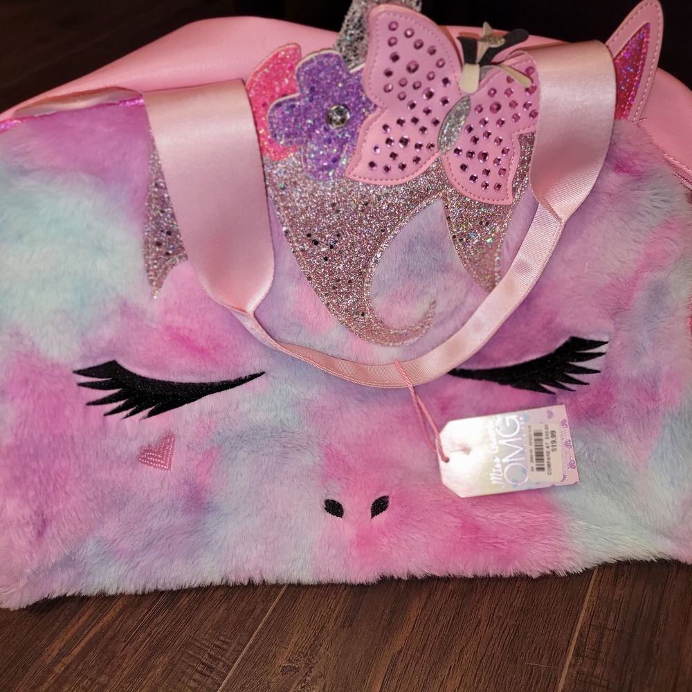 Pink and Purple Unicorn Plush Bag